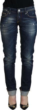 Acht Womens Skinny Jeans Distressed Detail - Dark Blue Cotton - Size 26 (Waist)