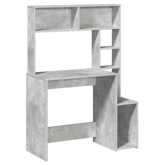 Berkfield Home Desk with Shelves Concrete Grey 100x45x140 cm Engineered Wood | Size: 100 x 45 x 140 cm