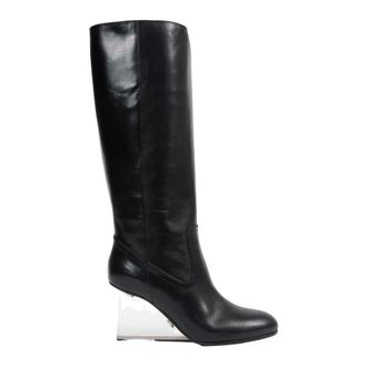 Maison Margiela Plexi Wedge High Boots H80 - Dames - Schoenen - Zwart - Maat: 39 EU Zijde