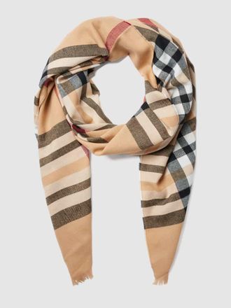 Fraas Schal mit Karomuster in Camel, Größe 60X20