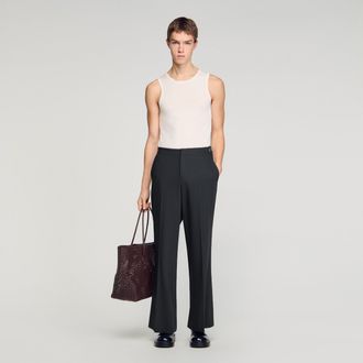 Sandro Wide-leg boucl&eacute; wool trousers