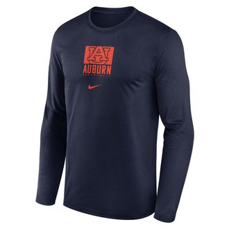 Nike Auburn Courtside Nike Mens Dri-FIT College Long-Sleeve T-Shirt in Blue | 02TJ41SAUN-NB7