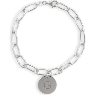 Meshmerise Initial Disc Charm Bracelet in White-G at Nordstrom Rack