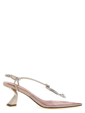 Nensi Dojaka Beige Goatskin Mid Heel Womens Pumps