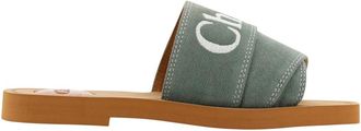 Chlo&eacute; Bosgroene Katoenen Slippers Elegante Stijl - Dames - Sandalen - Groen - 36 EU - Katoen - Schoenen