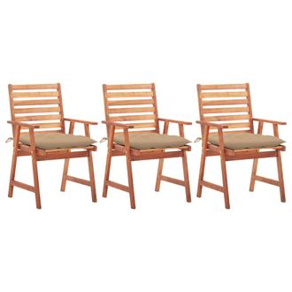 vidaXL Vidaxl - Sillas Comedor De Jard&iacute;n 3 Uds Madera Maciza Acacia Y Cojines