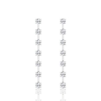 Grown Brilliance 1 Carat Round Lab Grown Diamond Drop Earrings in 14K White Gold, Push Back Clasp, G Color, VS Clarity