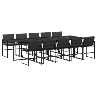 vidaXL Vidaxl - Set Da Pranzo Da Giardino 11 Pz Con Cuscini Nero In Textilene