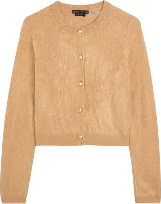 Alice & Olivia Dollie Brushed Cashmere-blend Cardigan - Light Brown - S (UK8-10 / S)
