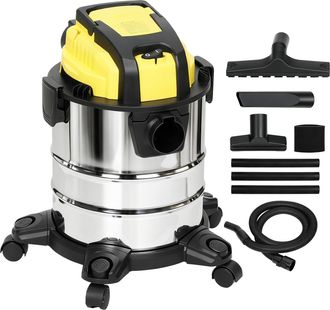 OEM Aspirador En Seco Y H&uacute;medo 3 En 1 1200w Con Funci&oacute;n De Soplador Manguera 2 M Dep&oacute;sito Inoxidable 20l Amarillo