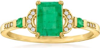 Canaria Canaria Emerald Ring With Diamond Accents in 10kt Yellow Gold