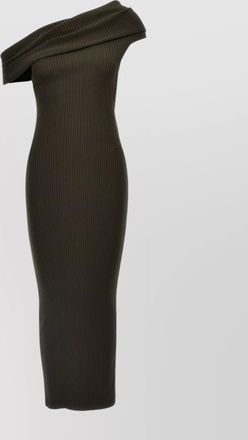 Courr&egrave;ges one-shoulder ribbed knit midi dress