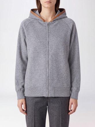 Semicouture Felpa relaxed fit in pura lana con cappuccio, zip e spalle scese
