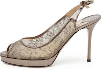 Jimmy Choo London 105mm floral-lace sandals - Neutrals