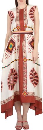 La DoubleJ La Double J Ladies Macro Tiles Placed Twill Silk San Carlo Dress