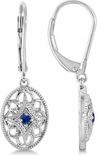Allurez Leverback Vintage Sapphire Earrings in Sterling Silver (0.06ct)