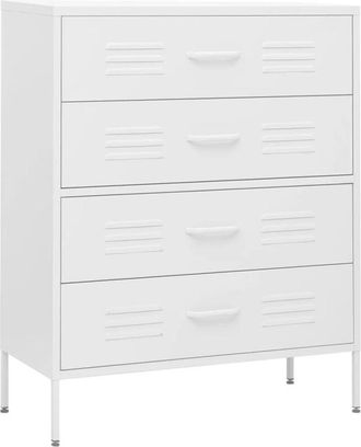 vidaXL Armario de cajones de acero blanco 80x35x101,5 cm Vidaxl