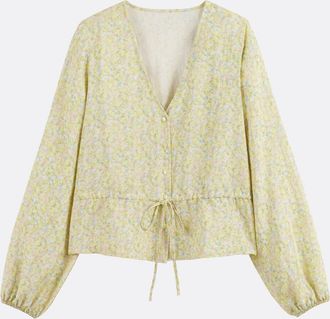 La Redoute Collections Blouse met V-hals, lange mouwen en bloemenprint