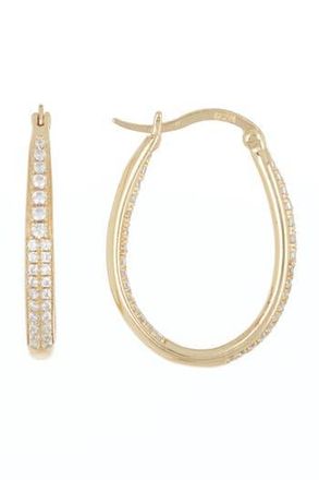 Candela Jewelry Gold Plated Cubic Zirconia Oval Hoop Earrings in Clear at Nordstrom Rack