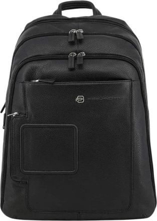 Piquadro Zwarte leren laptoprugzak multifunctioneel - Heren - Rugzakken - Zwart - ONE Size - Leer - Tassen