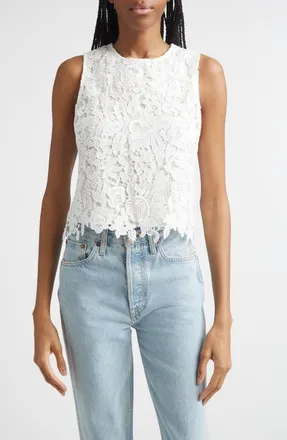 Alice & Olivia Amal Lace Tank in Off White at Nordstrom, Size X-Small