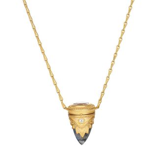 Satya Jewelry Guiding Spirit Labradorite Feather Locket Necklace