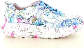 Laura Vita Laura Vita Dames Sofiao 07 Blauwpink Bloemen Leren Sneakers Platform Schoenen