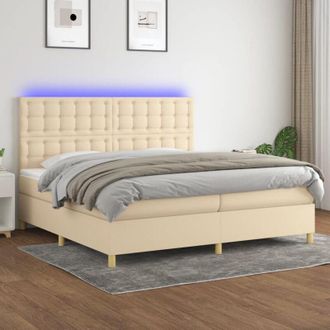 vidaXL Vidaxl - Cama Box Spring Colch&oacute;n Y Luces Led Tela Crema 200x200 Cm