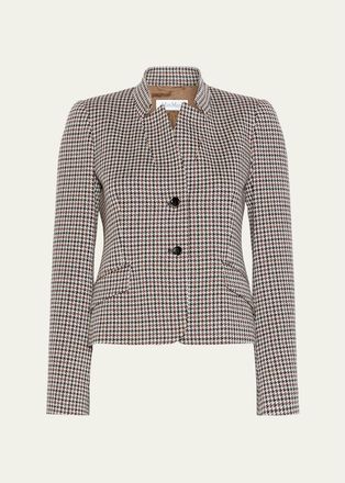 Max Mara Houndstooth Wool Single-Breasted Jacket