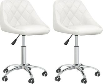 vidaXL Vidaxl - Sillas De Comedor Giratorias 2 Unidades Cuero Sint&eacute;tico Blanco