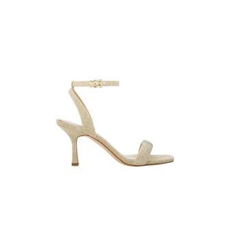 Michael Kors Schoenen, Dames, Geel, 38 EU, Leer, Carrie Embellished Glitter Chain-Mesh Sandaal