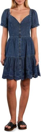 Wash Lab Denim Ruby Eyelet Tiered Denim Midi Dress in Petal Dream at Nordstrom, Size X-Large