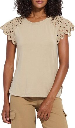 Lyss&eacute; Katarina Eyelet Sleeve Trim Top