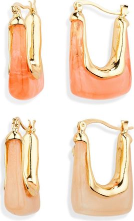 Tasha Set of 2 Resin Oval Hoop Earrings in Blush/pink at Nordstrom Rack