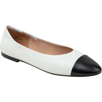Linea Paolo Nolan Cap Toe Ballet Flat in Eggshell/Black at Nordstrom Rack, Size 5.5