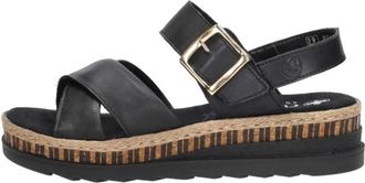 Rieker Sandalen Plat - Dames - Sleehakken - Zwart - 36 EU - Schoenen