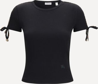 Burberry T-shirt in cotone con laccetti Woman L