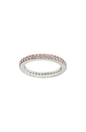 Sterling Forever Cubic Zirconia Pav&eacute; Thin Band Ring in Silver/Pink at Nordstrom, Size 10