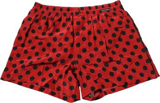 Dolce & Gabbana Red Silk Polka Dot Boxer Shorts Mens Underwear