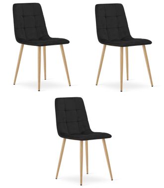OEM Silla Kara - Terciopelo Negro / Patas Color Madera X 3