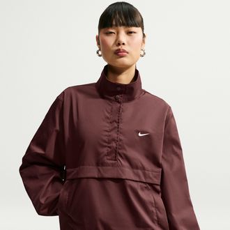 Nike Womens Nike Sportswear Loose 1/4-Snap Jacket in Purple | IU1979-658