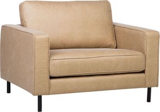 Beliani Beliani - Sill&oacute;n Tapizado En Piel Beige Con Patas Negras Brazo De Riel Estilo Minimalista Savalen