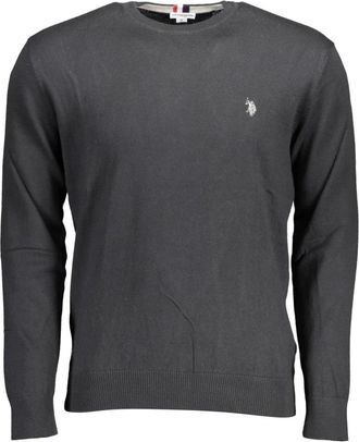 U.S.Polo Association Zwarte Longsleeve met Geborduurd Logo - Heren - Ronde hals truien - Zwart - 2XL - Truien & Vesten
