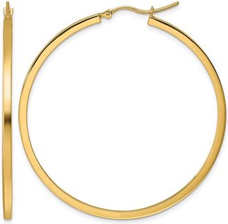 Diamond2Deal 14k Yellow Gold 2x50mm Square Tube Hoop Earrings