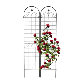 Relaxdays Relaxdays - Soportes Para Plantas, Set De 2, 220 X 50 Cm, Metal, Enrejado Para Enredaderas, Aut&oacute;nomos, Con Estacas, Negro