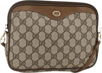 Gucci Pre-owned Cross Body Bags, female, Beige, Size: ONE SIZE Pre-owned Vintage GG Canvas Shoulder Bag
