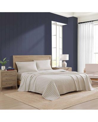 Tommy Hilfiger 200 Thread Count Effortless Stripe Printed Cotton Percale Sheet Set