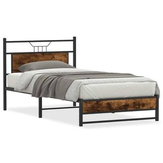 Berkfield Home Bed Frame without Mattress Smoked Oak 107x203 cm Engineered Wood in Brown