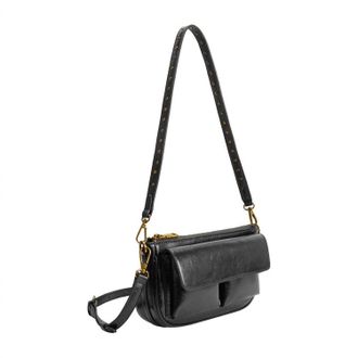 Melie Bianco Womens Aria Recycled Vegan Leather Shoulder Bag In Black