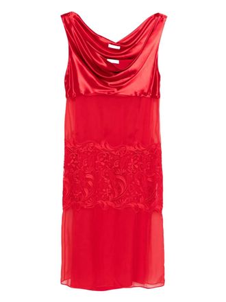Ferragamo cowl-neck lace-insert dress - Red